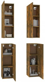 4 db füstös tölgy színű szerelt fa TV-szekrény 30,5x30x90 cm