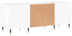 magasfényű fehér szerelt fa hanglemezszekrény 121x38x48 cm