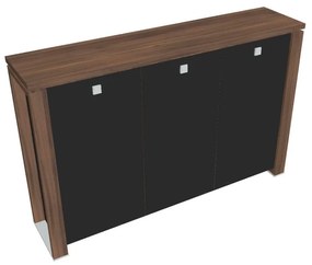 Verno+ S közepes szekrény 200 x 46 x 130 cm, üvegajtó, dió / fekete