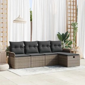 Kerti Kanapé Szett 5 pcs Szürke 251 x 117 x 85 cm Poli rattan