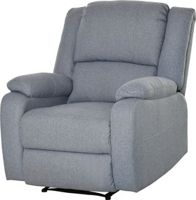 HOMCOM Manuális Fotel TV Könyökpárnával és Dönthető Funkcióval, Vászonhatású, Oldalfogantyús TV Fotel, Lábzsámoly, max. 150 kg Teherbírás, Nappaliba,