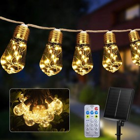 Napelemes kerti girland Napelemes lámpák 16x Led izzó erkélyre 7,8m