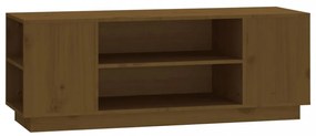 mézbarna tömör fenyőfa TV-szekrény 110 x 35 x 40,5 cm