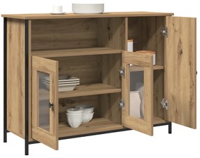 Oldalszekrény Kézműves Tölgy 100x35x75 cm Konstrukciós Fa