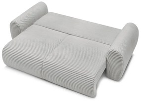 Világosszürke kordbársony kinyitható kanapé 257 cm Lucien – Bobochic Paris
