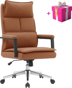 Irodai szék, barna camel ekobőr/króm, KAHIL