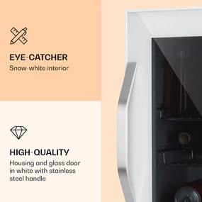 Klarstein Beersafe L Quartz, hűtőszekrény, 47 liter, 2 polc, panoráma üvegajtó, fehér