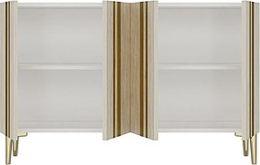 Mia 120 - White, Travertine, Gold