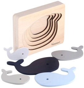 Fa formabeillesztős puzzle Whale – Kindsgut