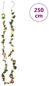 6 db tavaszi naplemente-piros karácsonyi virágfüzér 250 cm