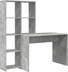 vidaXL Asztal polcokkal Beton Szürke 138,5 x 55 x 143 cm Faanyag