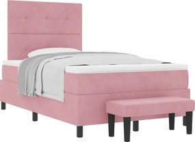 vidaXL Boxrugós ágy matracmal Rózsaszín 120 x 190 cm Bársony