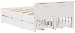 fehér tömör fenyőfa fejtámlás ágykeret matrac nélkül 120x190 cm