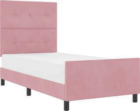 vidaXL Boxrugós ágy fejtámlával Rózsaszín 90 x 190 cm Bársony