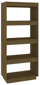mézbarna tömör fenyőfa könyvszekrény/térelválasztó 60x35x135cm