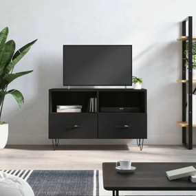 Fekete szerelt fa TV-szekrény 80 x 36 x 50 cm