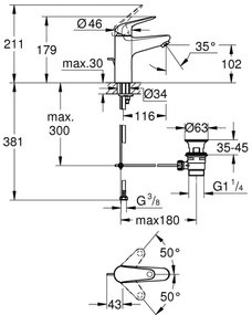 GROHE 24325001 - SWIFT mosdócsaptelep DN 15, M méret, fényes króm