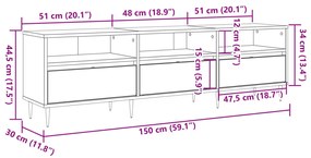 TV szekrény Mesteri tölgy 150x30x44.5 cm Műgyanta fa