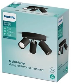 Philips - Fürdőszobai spotlámpa IDRIS 3xGU10/5W/230V IP44 fekete