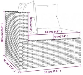 vidaXL 4 részes barna polyrattan kerti bútorszett párnákkal