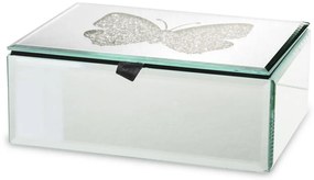 Vetrario design körbe tükrös ékszertároló doboz fedelén pillangú díszítéssel 7x16x12cm
