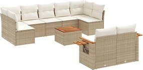 vidaXL 10 részes bézs polyrattan kerti ülőgarnitúra párnával