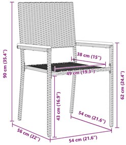 5 Részes Kerti Étkező Szett Fekete Poly Rattan