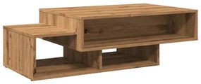Kézműves tölgy színű szerelt fa dohányzóasztal 105 x 55 x 32 cm