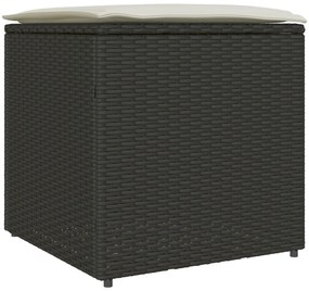 Kültéri Tároló Doboz Fekete és Krém Rattan, Poliészter 80 cm