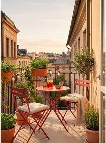 Terrakotta színű acél kétszemélyes kerti étkezőgarnitúra Austin – Bizzotto