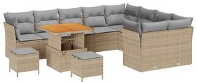 vidaXL Kerti Kanapé Szett 12 pcs Bézs polirattan