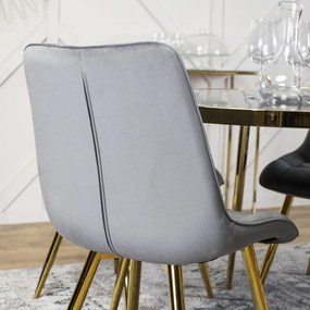Szürke Bársony Étkezőszék Arany Lábbal. CARO