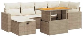 vidaXL 8 részes bézs polyrattan akácfa kerti ülőgarnitúra párnával