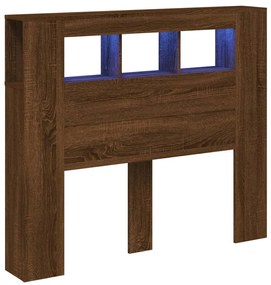 barna tölgyszínű szerelt fa LED-es fejtámla 120x18,5x103,5 cm