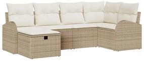 vidaXL Kerti Kanapé Szett párnával tárolóval 6 pcs Bézs Poli rattan