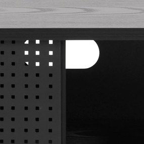 Fekete TV-állvány kőrisfa dekorral 140x45 cm Angus – Actona