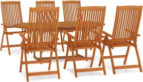 vidaXL 7 részes tömör eukaliptuszfa kerti étkezőgarnitúra