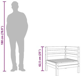 szürke tömör fenyőfa kerti sarokkanapé