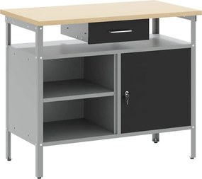 vidaXL Munkapad Fekete és Szürke 100 x 55 x 85 cm Műszaki fa és acél