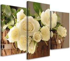 Gario Vászonkép Sárga és fehér rózsa - 3 részes Méret: 60 x 40 cm