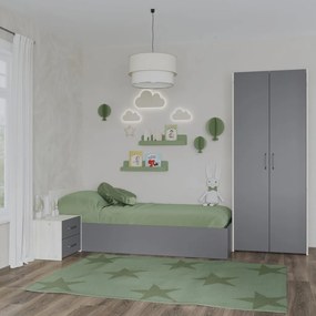 Malmo V18 hálószoba szett 90 x 200 cm-es ággyal, Fehér tölgy / Antracit