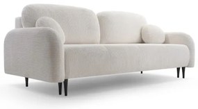 Kihúzható kárpitozott háromszemélyes kanapé CLOUDY, krémszínű