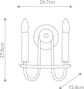 Kichler KL-CAPITOL-HILL2-PNBR - Fali lámpa CAPITOL HILL 2xE14/40W/230V aranyszínű