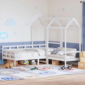 fehér tömör fenyőfa kanapéágy és pad tetővel 80 x 200 cm