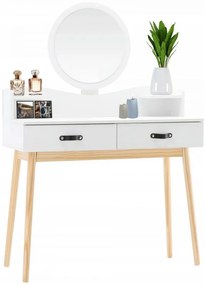 Skandináv fésülködőasztal tükörrel - fehér