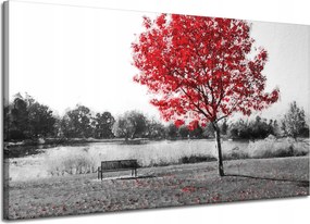 Vászonkép Szürke Piros levelek Kontraszt 120x70 cm