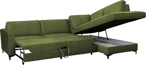 Széthúzható ülőgarnitúra, olíva zöld, jobbos, ERMON ROH