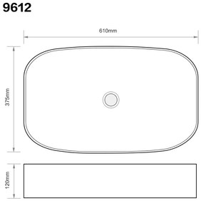 Erga Luella, asztali mosogató 610x375x120 mm, fehér fényes, ERG-V03-9612-WH