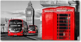 Fotó üvegkép Piros buszok 140x70