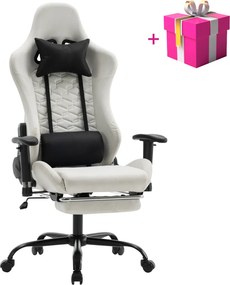 Irodai/gamer szék, fehér/fekete, teherbírás 150 kg, PAPIBAS